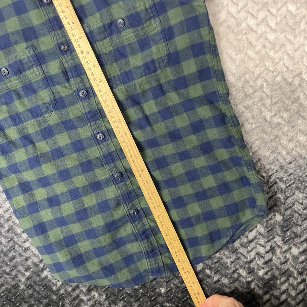 J Crew Shirt Mens Small Blue Green Plaid Mid Weight Flannel Work Button Classic - Picture 5 of 8